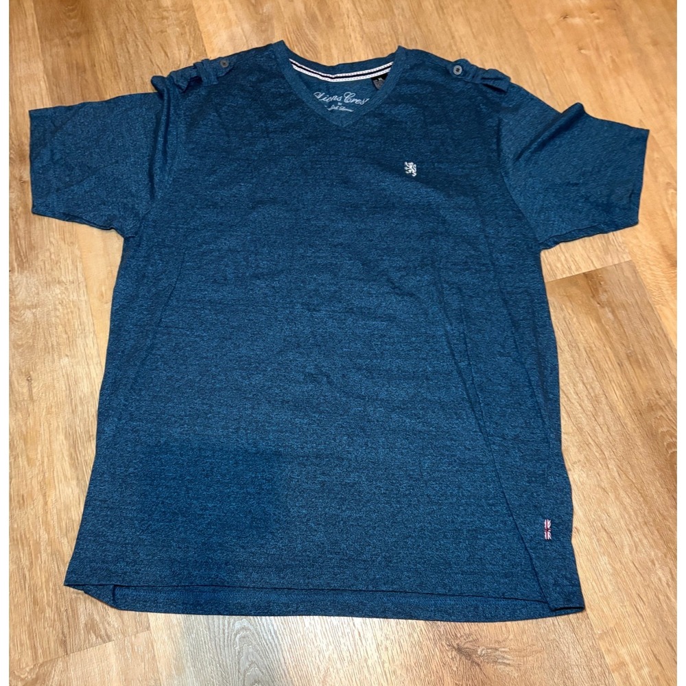 Lions Crest by English Laundry Designer Teal Blue‎ V Neck T-Shirt Size XL